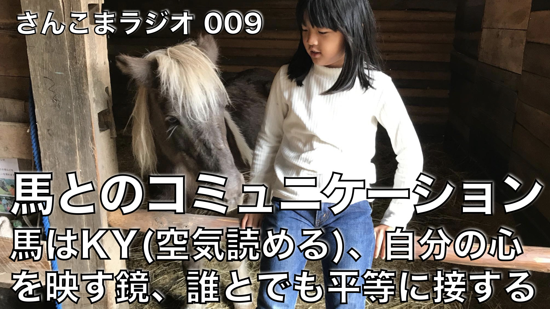 さんこまラジオ009 馬とのコミュニケーション〜馬はKy（空気読める）、自分の心を映す鏡、誰とでも平等に接する | 三陸駒舎 | ホースセラピー